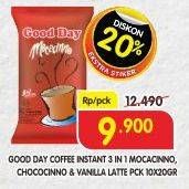 Promo Harga Good Day Instant Coffee 3 in 1 Mocacinno, Chococinno, Vanilla Latte per 10 sachet 20 gr - Superindo