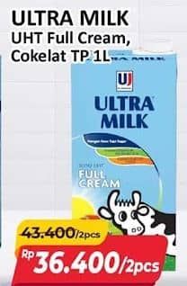 Promo Harga Ultra Milk Susu UHT Coklat, Full Cream 1000 ml - Alfamart