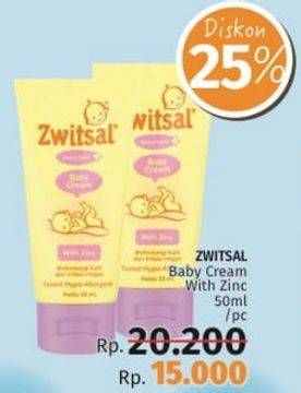Promo Harga ZWITSAL Extra Care Baby Cream Zinc 50 ml - LotteMart