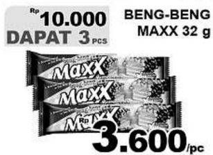 Promo Harga BENG-BENG Wafer Chocolate Maxx per 3 pcs 32 gr - Giant