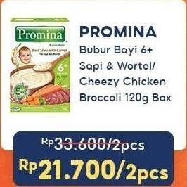 Promo Harga PROMINA Bubur Bayi 6+ Beef Stew With Carrot, Cheezy Chicken Broccoli 120 gr - Indomaret