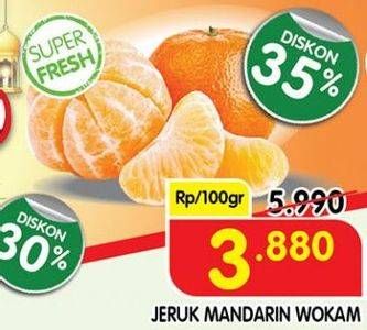 Promo Harga Jeruk Mandarin Wokam per 100 gr - Superindo