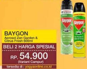 Promo Harga Baygon Insektisida Spray Zen Garden, Citrus Fresh 600 ml - Yogya