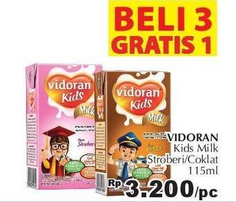 Promo Harga VIDORAN Kids Milk UHT Coklat, Stroberi 115 ml - Giant