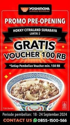 Promo Harga Gratis Voucher 100rb  - Yoshinoya