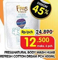 Promo Harga FRES & NATURAL Hijab Refresh Body Wash Cotton Dreams White 450 ml - Superindo