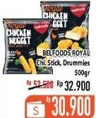 Promo Harga BELFOODS Royal Nugget Chicken Nugget Drummies, Chicken Nugget Stick 500 gr - Hypermart