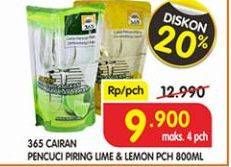 Promo Harga 365 Pencuci Piring Jeruk Nipis, Lemon 800 ml - Superindo