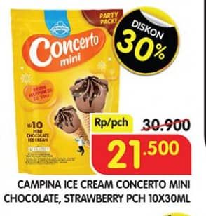 Promo Harga Campina Mini Concerto Chocolate, Strawberry per 10 pcs 30 ml - Superindo