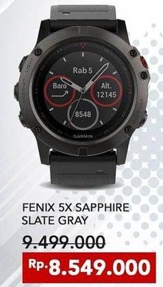 Promo Harga GARMIN Fenix 5X | Fitness GPS Watch Sapphire Slate Gray  - 
