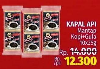 Promo Harga Kapal Api Kopi Mantap + Gula per 10 sachet 25 gr - LotteMart