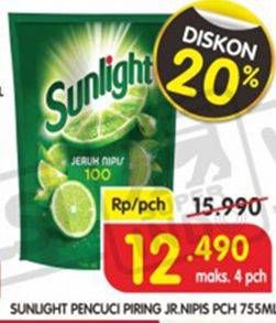 Promo Harga SUNLIGHT Pencuci Piring Jeruk Nipis 100 755 ml - Superindo