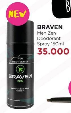 Promo Harga BRAVEN Men Pilot Series Deodorant Body Spray Zen 150 ml - Watsons