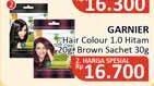 Promo Harga Garnier Hair Color 7.3 Golden Brown, 1.0 Hitam 20 gr - Alfamidi