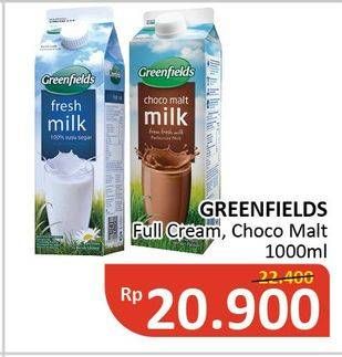 Promo Harga GREENFIELDS Fresh Milk Choco Malt, Full Cream 1000 ml - Alfamidi