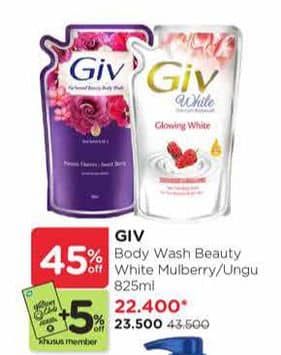 Promo Harga GIV Body Wash Passion Flowers Sweet Berry, Mulberry Collagen 825 ml - Watsons