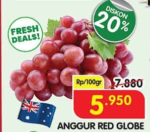 Promo Harga Anggur Red Globe per 100 gr - Superindo