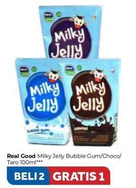 Promo Harga REAL GOOD Milky Jelly Bubble Gum, Cokelat, Taro 100 ml - Carrefour