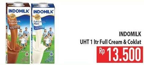 Promo Harga Indomilk Susu UHT Full Cream Plain, Cokelat 1000 ml - Hypermart