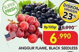 Promo Harga Anggur Flame Seedless per 100 gr - Superindo