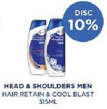 Promo Harga Head & Shoulders Men Shampoo Hair Retain, Cool Blast 315 ml - Guardian