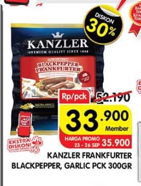 Promo Harga Kanzler Frankfurter Black Pepper, Garlic 300 gr - Superindo