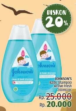 Promo Harga JOHNSONS Baby Shampoo Active Fresh 200 ml - LotteMart