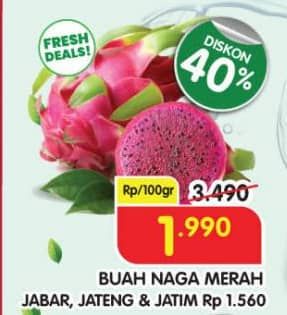 Promo Harga Buah Naga Merah per 100 gr - Superindo