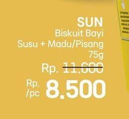 Promo Harga SUN Biskuit Bayi Rasa Susu Madu, Rasa Pisang 75 gr - LotteMart