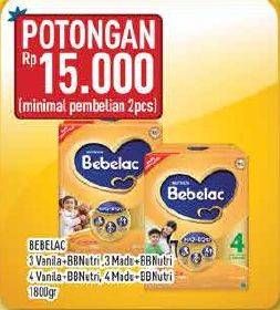 Promo Harga BEBELAC 3 / 4 Susu Pertumbuhan Vanila, Madu 1800 gr - Hypermart