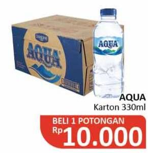 Promo Harga AQUA Air Mineral per 24 botol 330 ml - Alfamidi