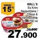 Promo Harga WALLS Ice Cream Neopolitana, Chocolate Vanilla With Chocolate Chip 700 ml - Giant