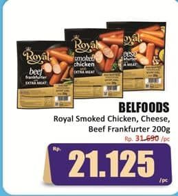 Promo Harga Belfoods Royal Sausages Smoked Chicken, Cheese Chicken, Beef Frankfurter 200 gr - Hari Hari