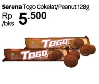 Promo Harga SERENA TOGO Biskuit Cokelat Chocolate, Peanut 128 gr - Carrefour