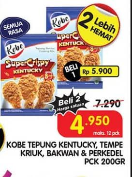 Promo Harga Kobe Tepung Bumbu Super Crispy, Tempe Goreng Kriuk, Bakwan 200 gr - Superindo