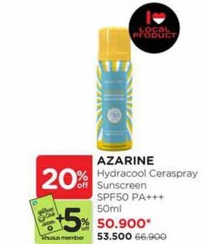 Promo Harga Azarine Hydracool Ceraspray Sunscreen SPF50 PA+++ 50 ml - Watsons