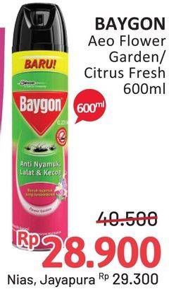 Promo Harga BAYGON Insektisida Spray Flower Garden, Citrus Fresh 600 ml - Alfamidi