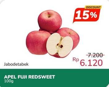 Apel Fuji per 100 gr Diskon 15%, Harga Promo Rp6.120, Harga Normal Rp7.200, Indomaret Fresh