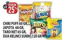 Promo Harga CHIKI PUFFS Snack/JAPOTA Potato Chips/TARO Net/DUA KELINCI Kacang Sukro  - Hypermart