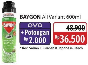 Promo Harga Baygon Insektisida Spray Kecuali Flower Garden, Kecuali Japanese Peach 600 ml - Alfamidi