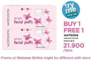 Promo Harga WATSONS Air-laid Facial Puff per 2 bungkus 90 pcs - Watsons