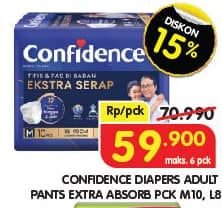 Promo Harga Confidence Adult Pants Slim & Fit Extra Absorb L8, M10 8 pcs - Superindo