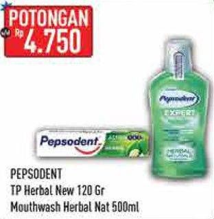 Promo Harga PEPSODENT Toothpaste Herbal / Moutwash Herbal  - Hypermart