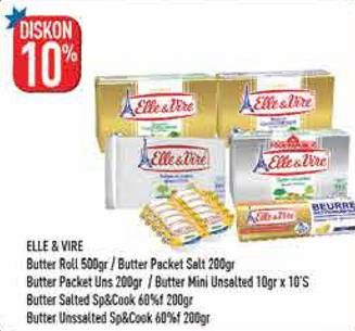 Promo Harga ELLE & VIRE Butter Unsalted Spread Cook 60% Fat, Salted, Salted Spread Cook 60% Fat 200 gr - Hypermart