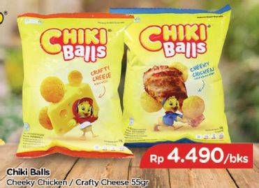 Promo Harga CHIKI BALLS Chicken Snack Kaldu Ayam, Crafty Cheese 55 gr - TIP TOP