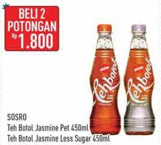Promo Harga Sosro Teh Botol Less Sugar, Original 450 ml - Hypermart