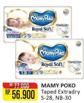 Promo Harga Mamy Poko Perekat Royal Soft S28, NB30 28 pcs - Alfamart