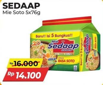 Promo Harga Sedaap Mie Kuah Soto per 5 pcs 75 gr - Alfamart