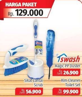 Promo Harga SWASH Magic PP Duster + Rim Cleaner Toilet Set + Sikat Lantai Scrub  - Lotte Grosir
