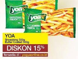 Promo Harga YOA French Fries Shoestring, Butter Coated 500 gr - Yogya